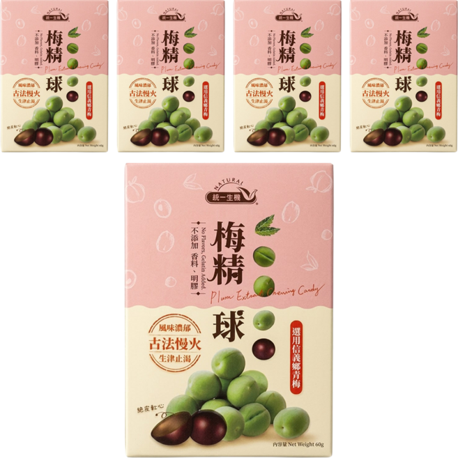 統一生機 梅精球, 60g, 5盒