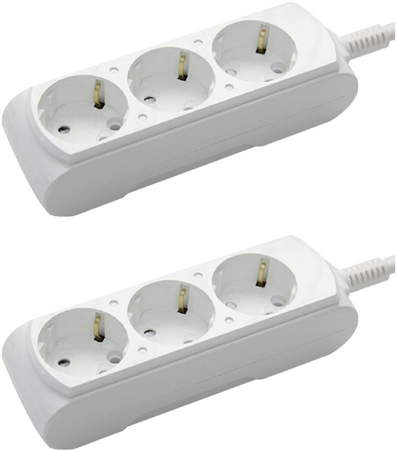 거성산업 접지형 3호 멀티탭 3구 + 안전커버 2p, 혼합색상, 2세트, 2.5m