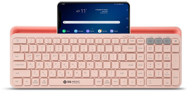 이큐메딕 항균 거치형 저소음 듀얼 무선 블루투스 일반형 키보드, 핑크, Sanitize-BK3