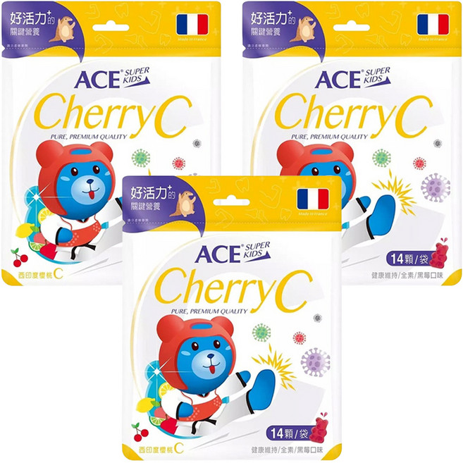 ACE 西印度櫻桃C軟糖, 3包, 14顆