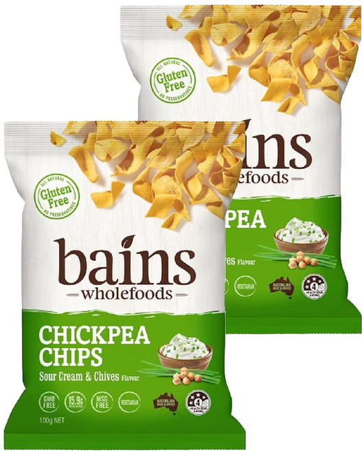 bains wholefoods 鷹嘴豆零食脆片 奶焗香蔥風味, 2包, 100g