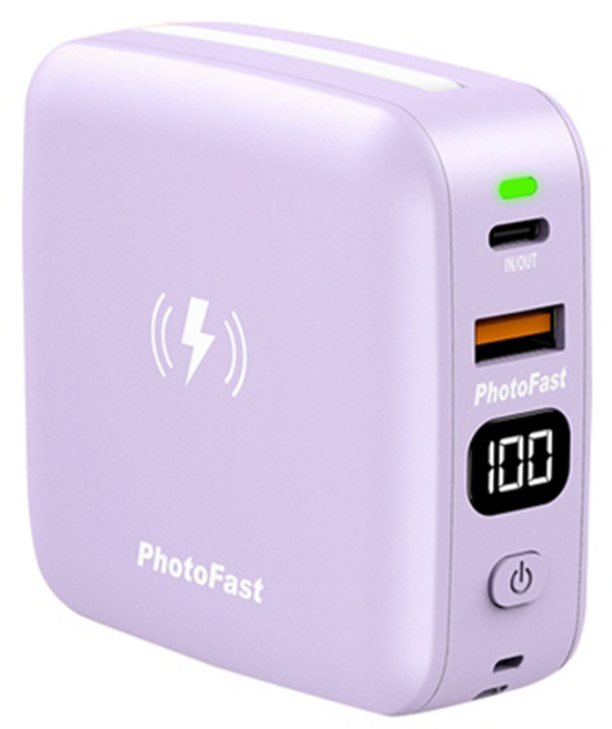 PhotoFast 銀箭資訊 五合一磁吸行動電源 10000mAh MUTICHARGEPLUS10000 USB-A/Type-C 195g, 紫色