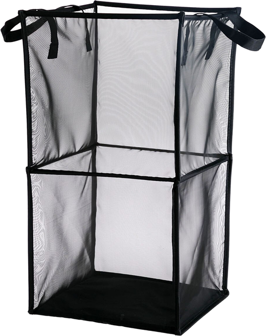 網格折疊洗衣籃 大容量收納 透氣網口設計, 黑色