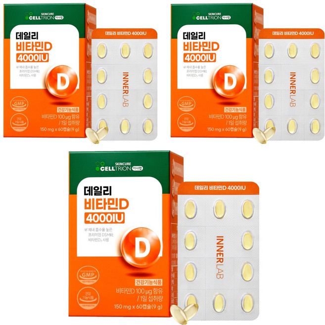 이너랩 데일리 비타민D 4000IU, 60정, 3개