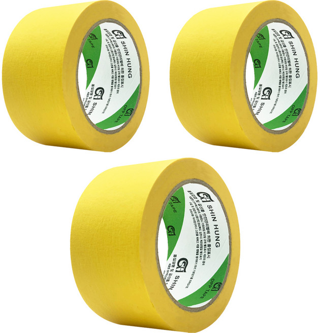 신흥테이프 마스킹 테이프 노랑 48mm x 40m, 3개