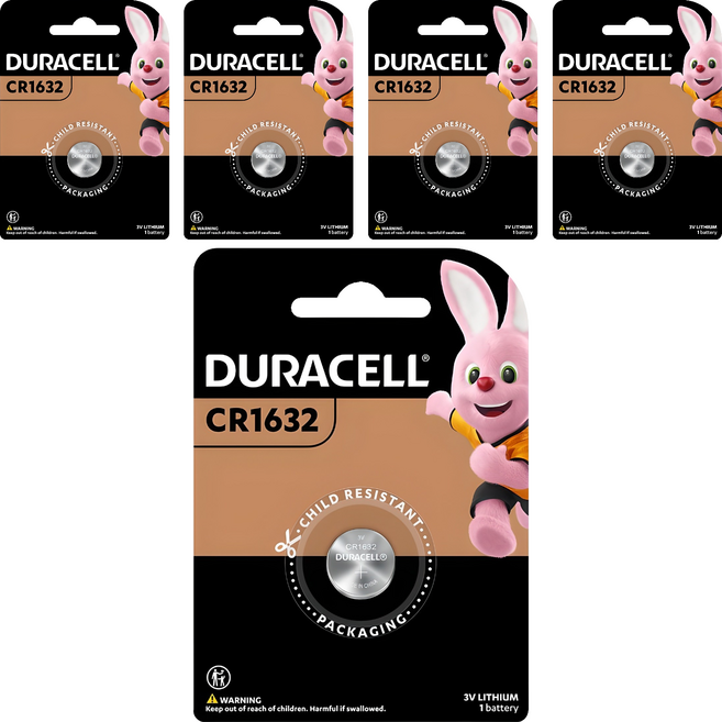듀라셀 코인 리튬 건전지 CR1632, 1개입, 5개