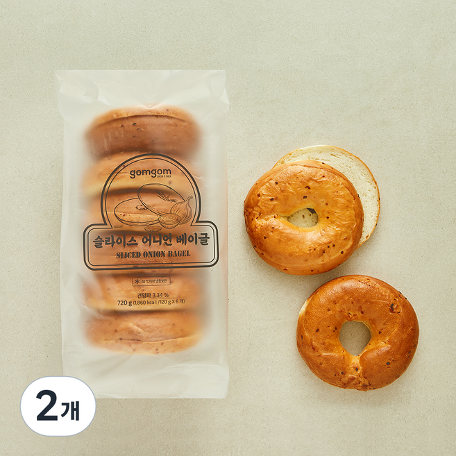 곰곰 슬라이스 어니언 베이글(냉동), 720g, 2개