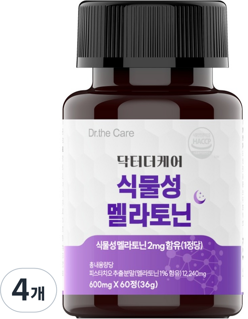 닥터더케어 식물성 멜라토닌 2mg 함유 36g, 4개, 60정