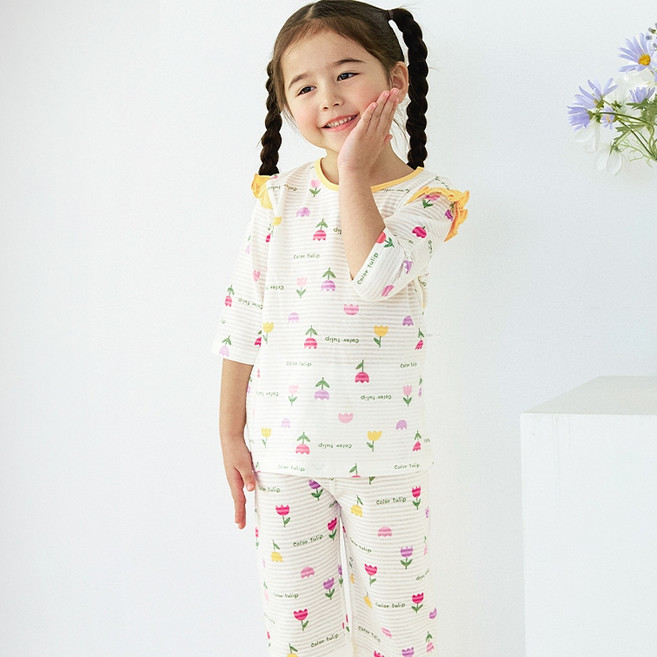 Maykids 兒童粉彩農場七分變色家居服上下套組