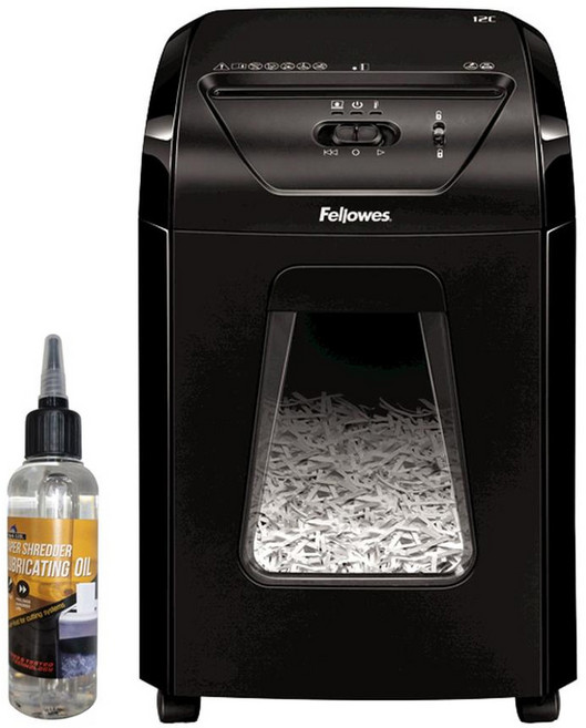 Fellowes 斐樂 中型碎紙機 12C + 油, 單品, 黑色