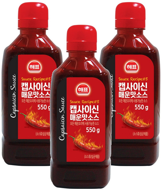 해표 캡사이신 매운맛소스, 550g, 3개