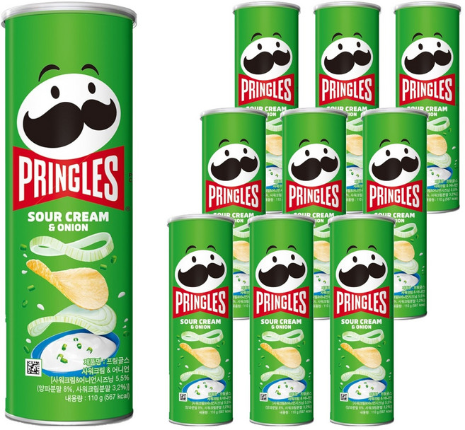 프링글스 사워크림 앤 어니언, 110g, 10개