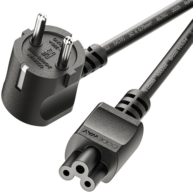 코드웨이 국산 AC 크로바 코드 전원케이블 블랙, 1개, 0.6m