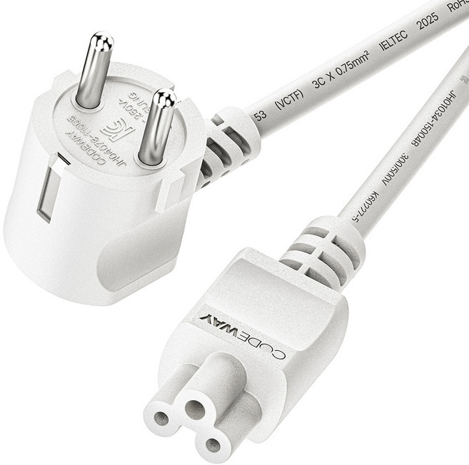 코드웨이 국산 AC 크로바 코드 전원케이블 화이트, 1개, 0.6m
