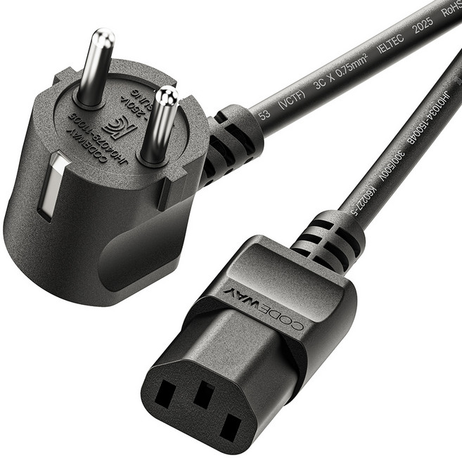 코드웨이 국산 AC 10A 전원코드 파워케이블 블랙, 1개, 1.8m