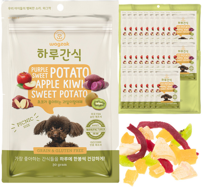 와그작 강아지 하루간식, 과일이랑 야채, 30g, 28개
