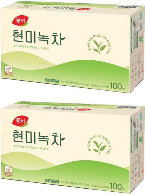 동서 현미녹차 티백, 1.5g, 100개입, 2개