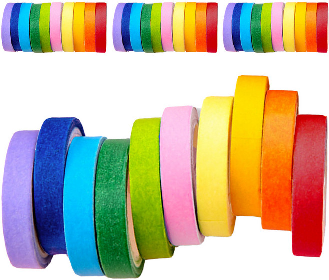 레더스 무지개 마스킹 테이프 10종 세트 7mm x 3.5m, 혼합색상, 4세트