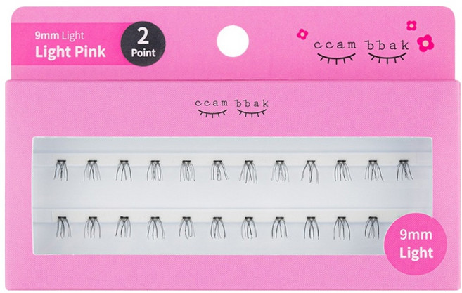 깜빡 인조 가닥속눈썹 패키지버전 라이트 9mm 2기둥, 블랙, 1개