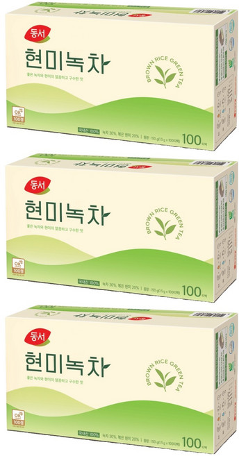 동서 현미녹차 티백, 1.5g, 100개입, 3개
