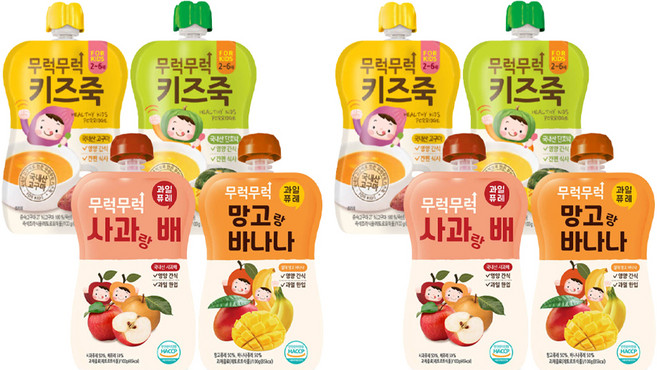 이유케어스 무럭무럭 키즈죽 100g x 2종 + 퓨레 100g x 2종 세트, 2세트