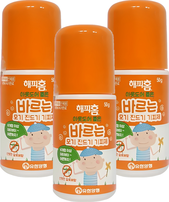 해피홈 아웃도어 롤온 바르는 모기 진드기 기피제, 50g, 3개