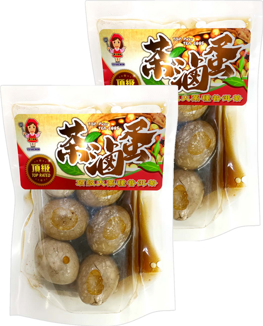 譽方媽媽 大葉種普洱茶滷蛋 (茶葉蛋/滷蛋/點心/宵夜), 6顆, 2包