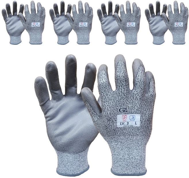 가드맨 컷레벨3 절단방지 코팅장갑 양손착용 세트, 5세트