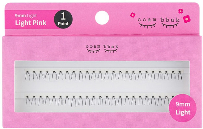 깜빡 인조 가닥속눈썹 패키지버전 라이트 9mm 1기둥, 라이트(블랙), 1개