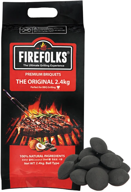 FIREFOLKS 더 오리지널 바비큐 캠핑 구이용 숯, 2.4kg, 1개 - 쿠팡