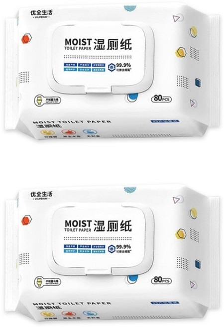 優全生活 濕式衛生紙80抽(送小包10抽), 2包, 1組
