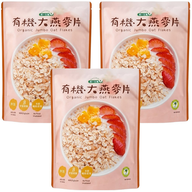 統一生機 有機大燕麥片, 400g, 3包