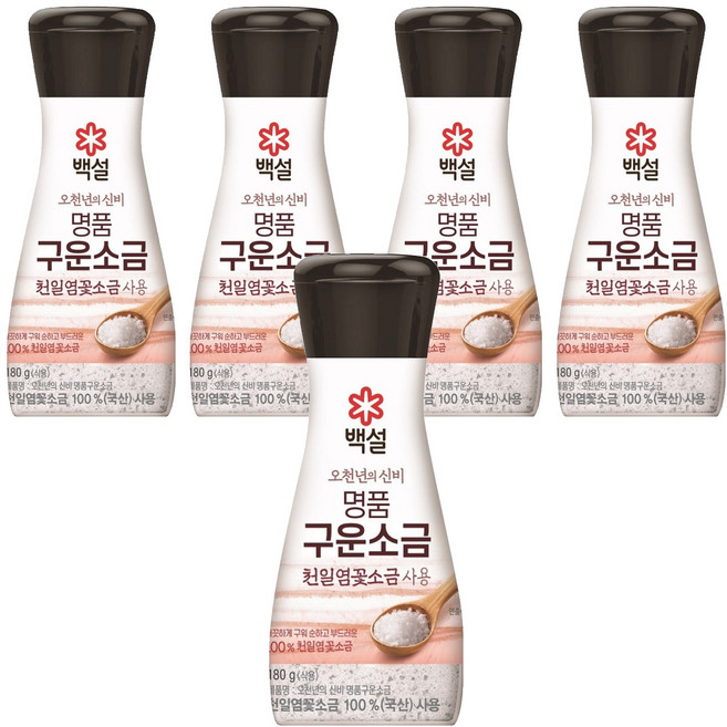 백설 천일염꽃 구운소금, 180g, 5개