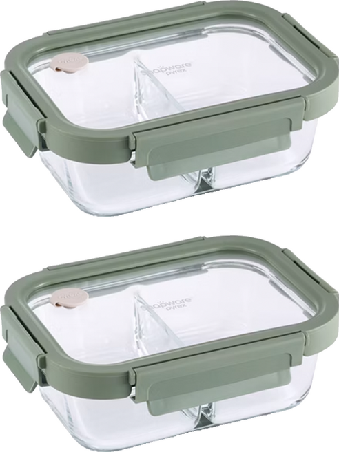 Corelle Brands 康寧餐具 Snapware Eco Green 全可拆玻璃保鮮盒, 容器 + 蓋子, 2個