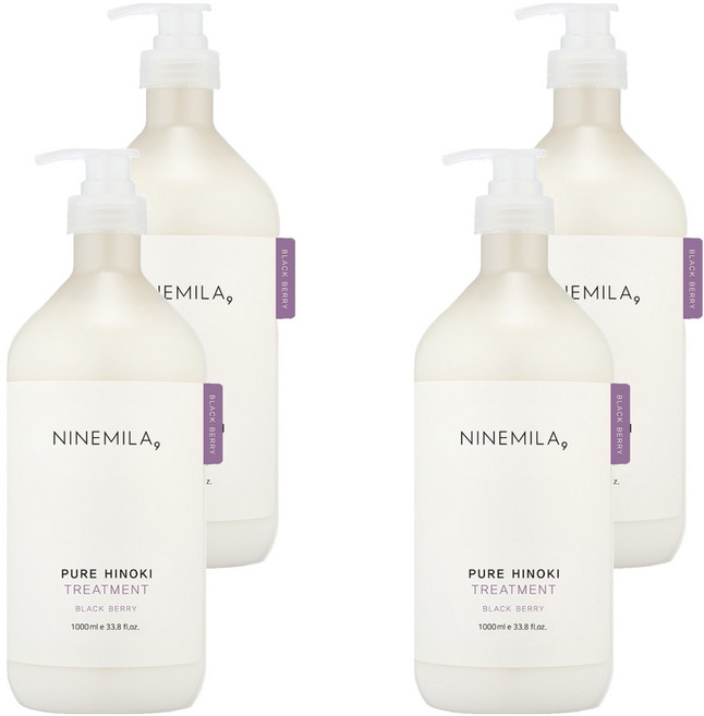 나인밀라 퓨어 히노끼 트리트먼트 블랙베리향, 4개, 1L