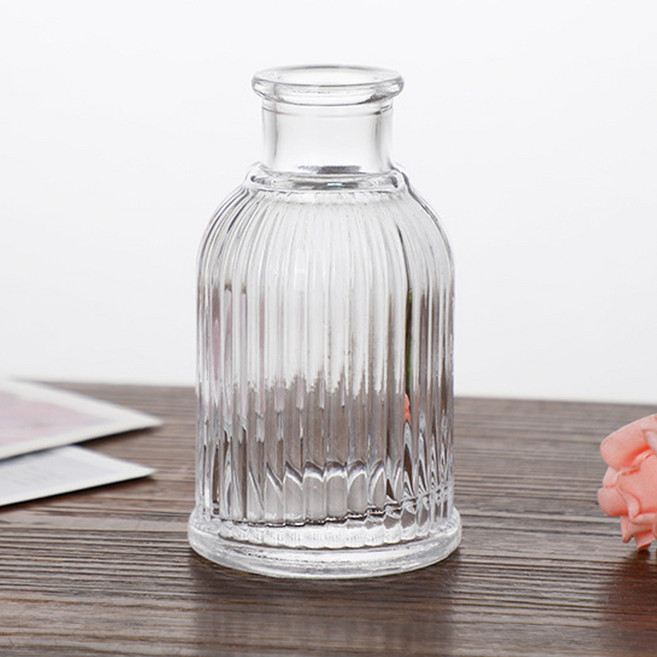 디어모모 스트라이프 엔틱 미니 유리 화병, 투명