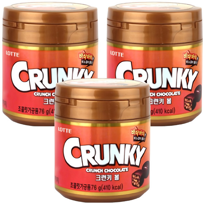 LOTTE 樂天 CRUNKY巧克力球, 76g, 3罐