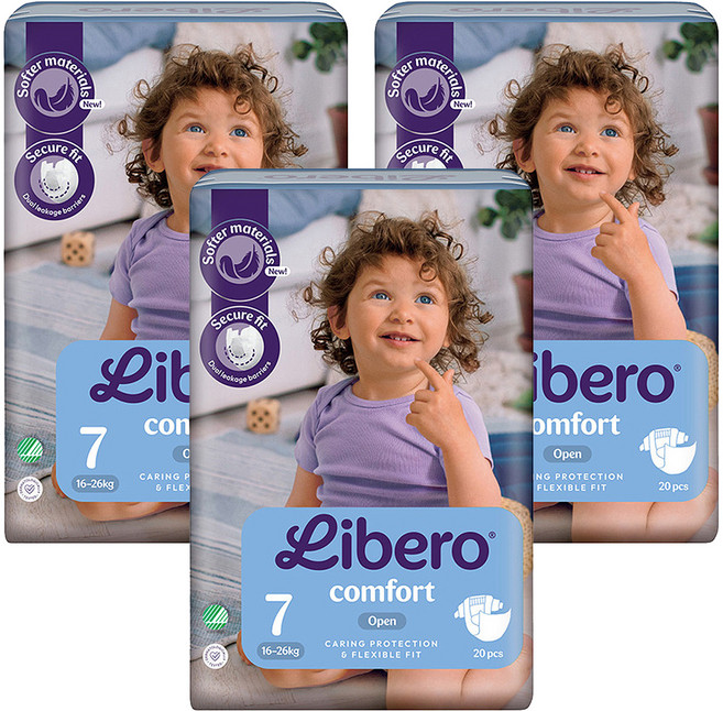 Libero 麗貝樂 嬰兒紙尿褲 Comfort 7號 16-26kg, 60片, 第7階段