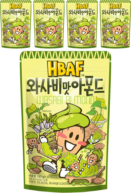 바프 와사비맛 아몬드, 190g, 5개