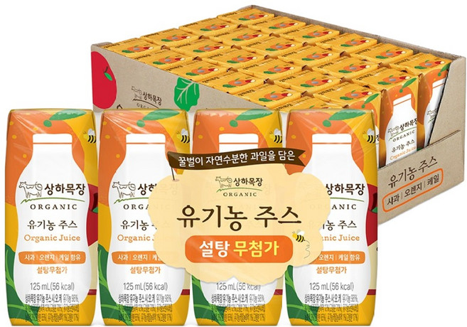 상하목장 주스 사과오렌지케일, 125ml, 24개