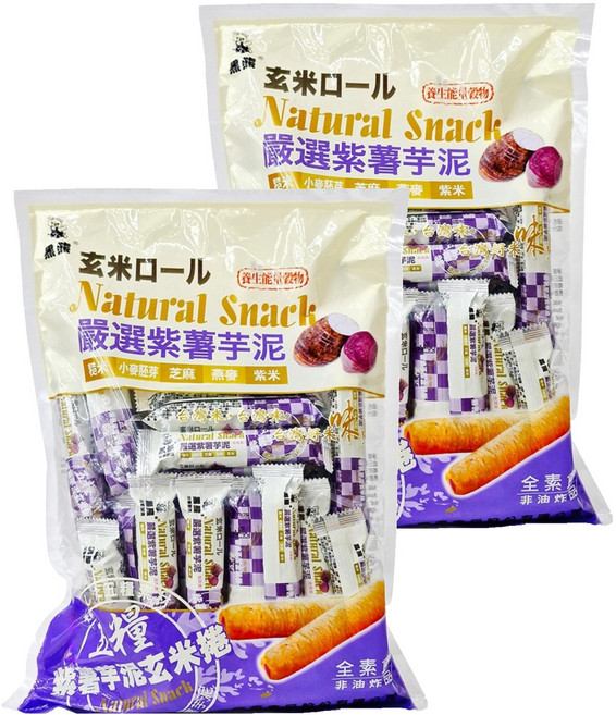 黑熊 五糧紫薯芋泥玄米捲, 400g, 2袋