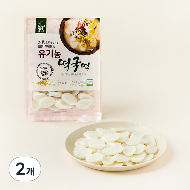떡찌니 유기농 떡국떡, 500g, 2개