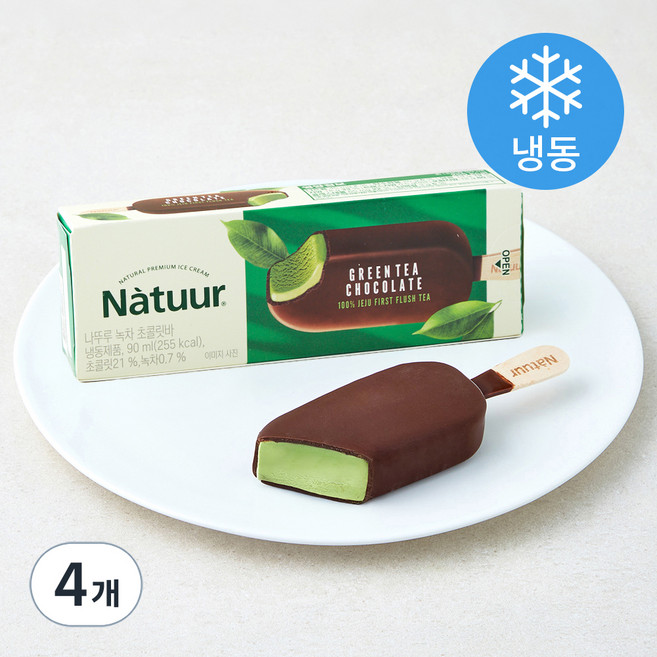 나뚜루 녹차 초콜릿 바 (냉동), 90ml, 1개입, 4개