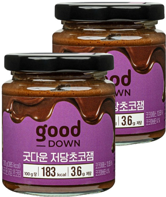 그림의빵 굿다운 저당 초코잼, 210g, 2개