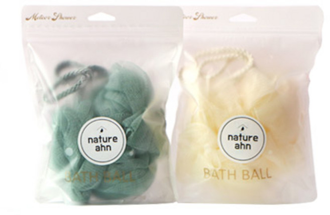 네이처안 롱 샤워볼, 화이트, 그린, 1개입, 2세트