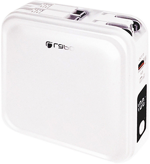 LaPO 自帶線 磁吸Apple Watch 超進化8合1雙孔輸出多功能無線充行動電源 10000mAh C TO C 原廠保固, 柔霧白, WT-08