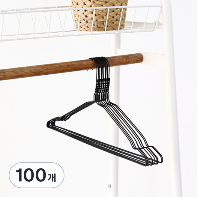조은리빙 세탁소 철제 옷걸이, 블랙, 100개