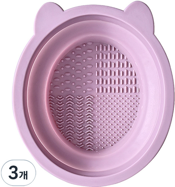 디엔오 실리콘 귀여운 접이식 브러쉬 세척 플레이트, 3개, 퍼플