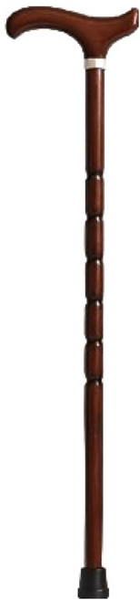 한걸음 단단한 원목 곡선 손잡이 노인 지팡이, 브라운, 1개