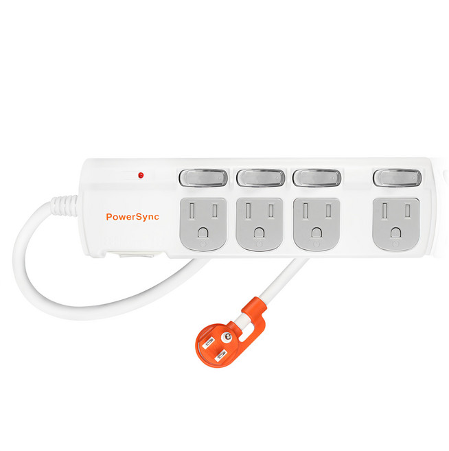 PowerSync 群加 5開4插防塵防雷擊抗搖擺延長線 TPS354DN9018, 1.8m, 1個, 白色